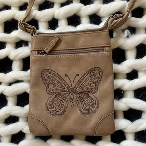 Butterfly Tan Crossbody Bag